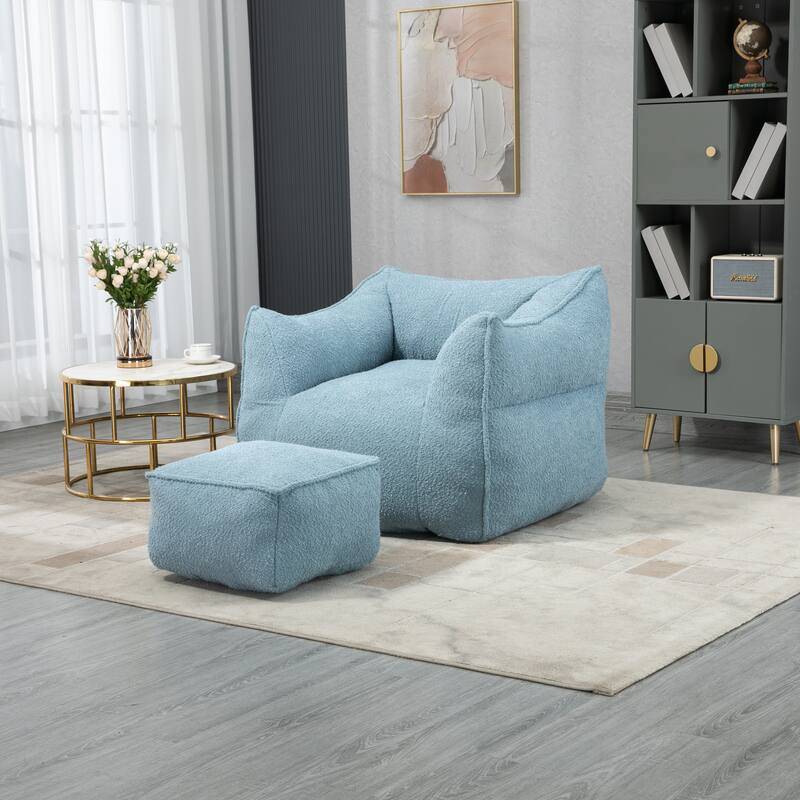 GDFStudio - COOLMORE Boucle Bean Bag Chair with Memory Foam Filling for Ultimate Comfort