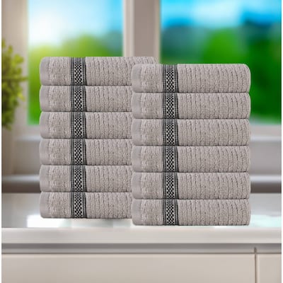 Superior Brea Zero Twist Cotton Ribbed Face Towel Washcloth Set of 12