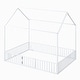 preview thumbnail 7 of 12, White Full Size Metal House Bed with Fence, Roof and Door for Kids, Boys and Girls, Bedroom