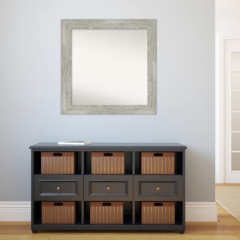 Non-Beveled Bathroom Wall Mirror - Dove Greywash Frame