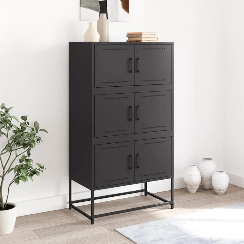vidaXL Sideboard Storage Cabinet Cupboard Highboard Living Room Furniture Steel - 15.2 x 27.0 x 48.6