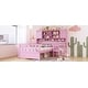 preview thumbnail 13 of 43, Twin Size Multifunctional Wood Platform Bed with Built-in Desk, Bookshelf and Matching Chair for Bedroom or Studio, Pink