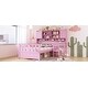 preview thumbnail 13 of 43, Twin Size Wood Platform Bed with Desk, Bookshelf, Matching Chair, Pink