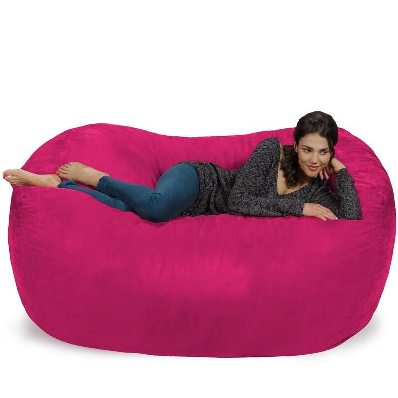 Large Memory Foam Microsuede Bean Bag Chair Loveseat - Pink Micro Suede