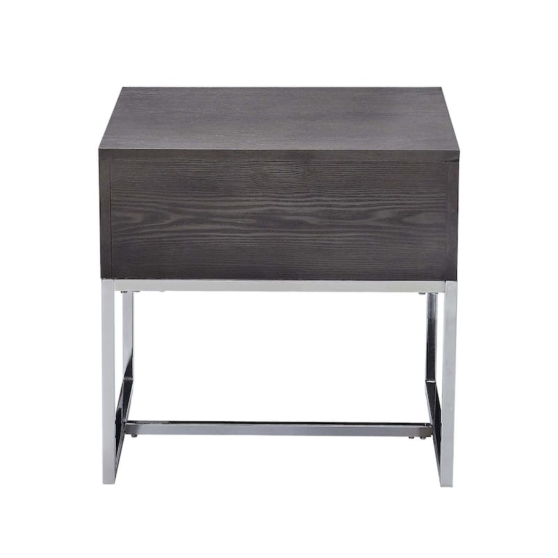 Nyholm Grey Oak and Chrome Storage End Table