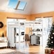preview thumbnail 13 of 24, Wood Loft Bed with Cabinet and Bookshelf, Full Size Loft with Wardrobe and Desk for Kids