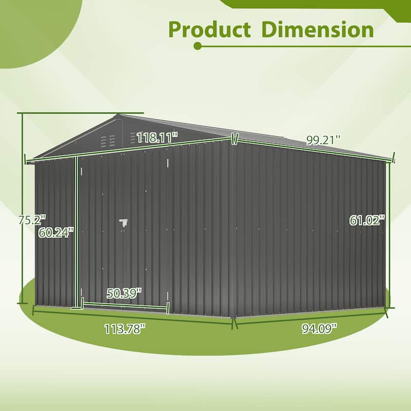 Rust-resistant Metal Garden Shed with Hinge Door and Padlock Outdoor Storage Shed Tool Shed, Integrated Vents, Water-proof