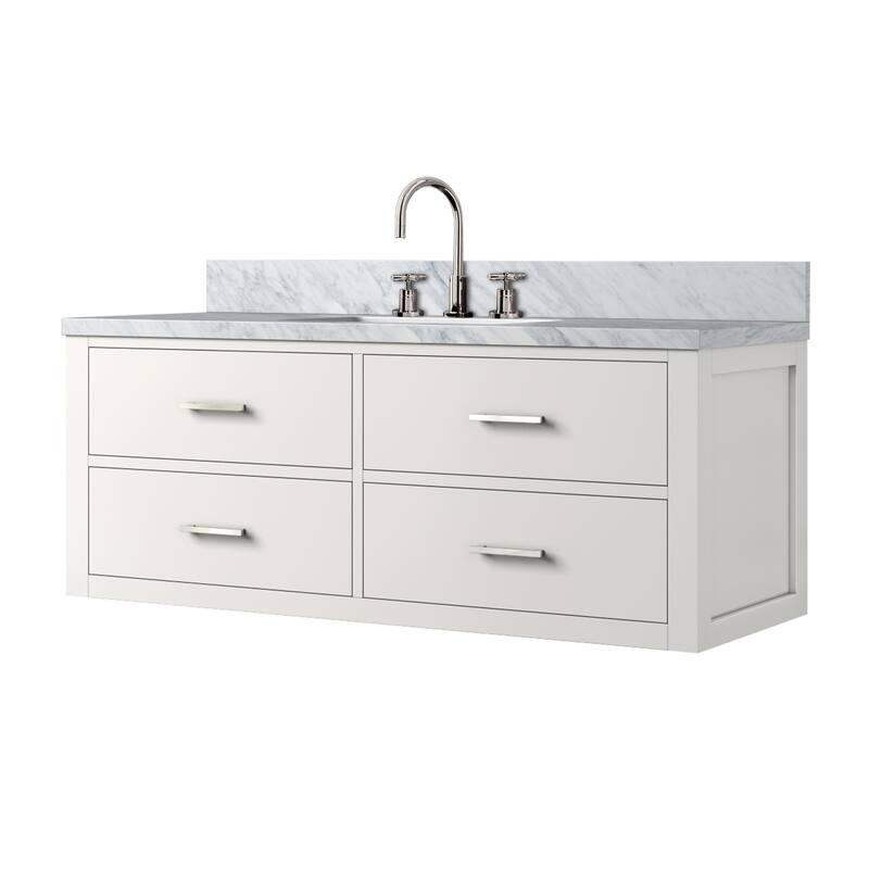 Castor Bath Vanity with Carrara Marble Top, Sink and Faucet