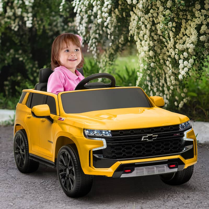 12V Kids Ride-On Car with Parent Remote Control, Yellow Electric Car Toddler Ride-On Vehicle with Music - Yellow