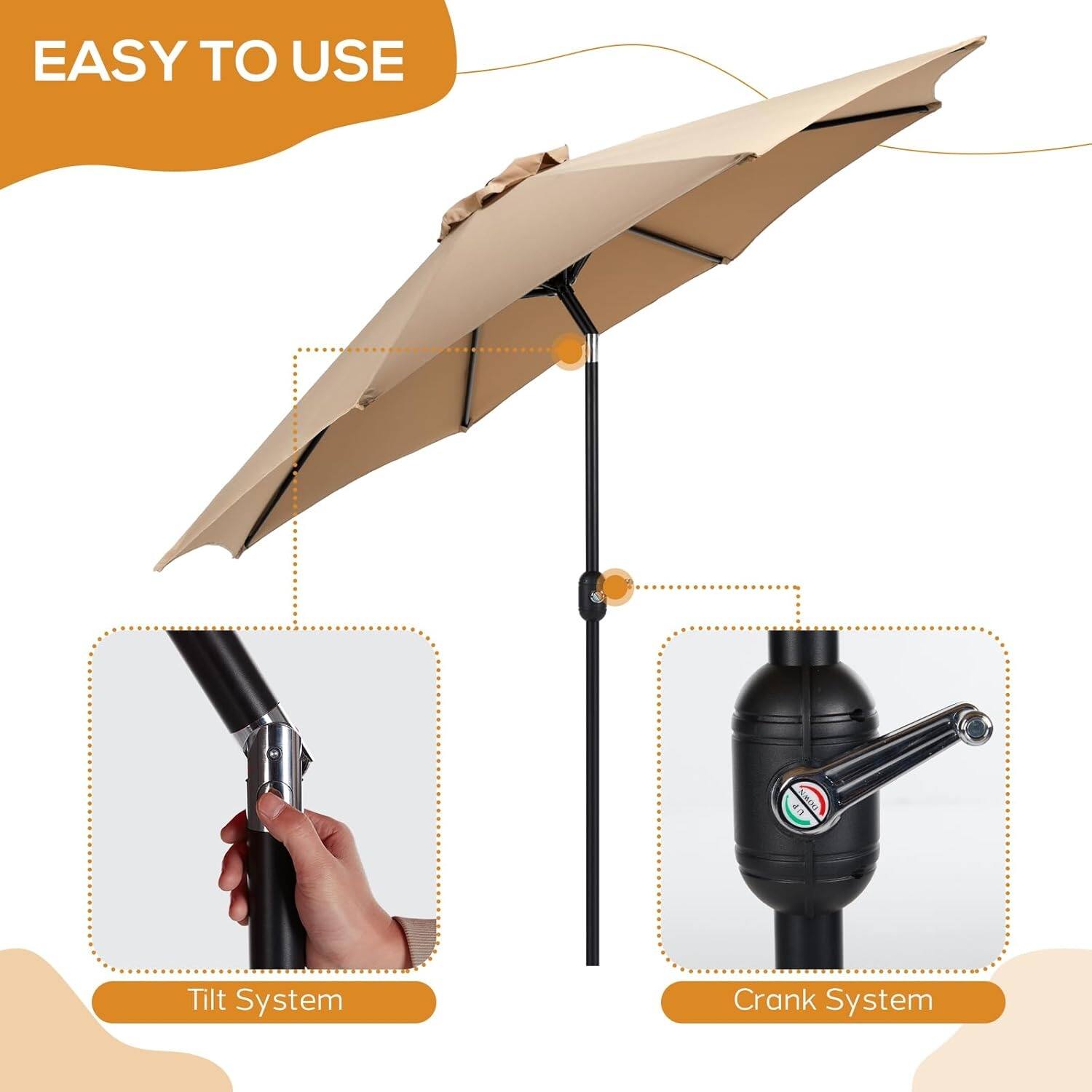 duck patio umbrella with crank 2.5m Parasol Egg Blue use crank system allows anyone to deploy the tiki umbrella in seconds 9FT Outdoor Market Patio Umbrella