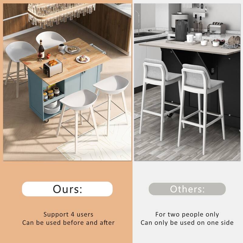 Kitchen Island With Foldable Countertop Slide-Out Shelves Towel Rack and Drawer, for Kitchen, Living Room Dining Room, White