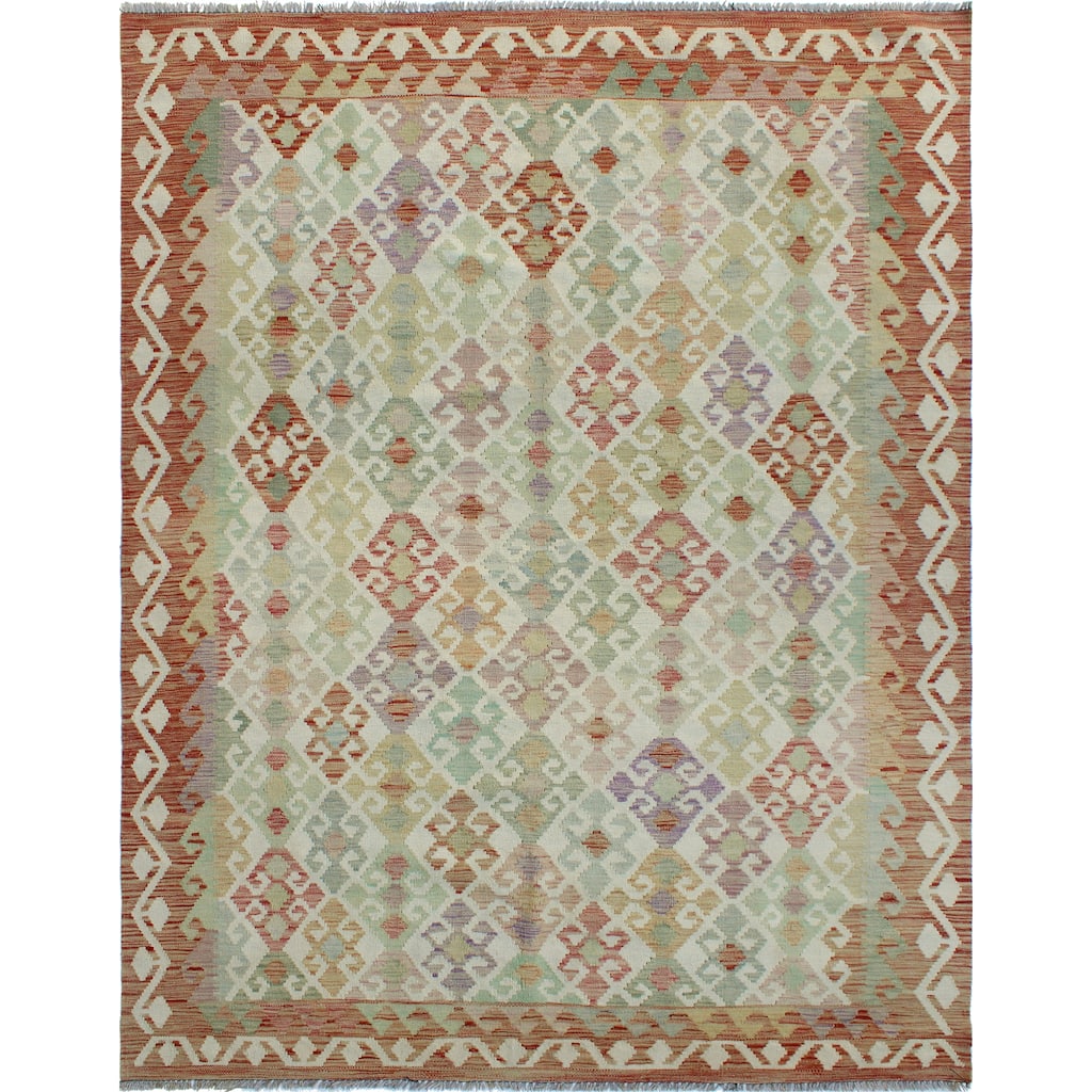 Sun Faded Flatweave Wadanhyl Rust/Ivory Rug - 5'8" x 8'1"