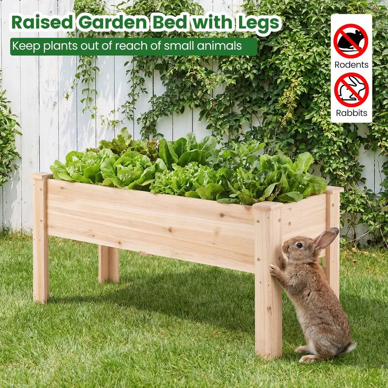 Costway Raised Garden Bed Elevated Planter Box Wood for Vegetable