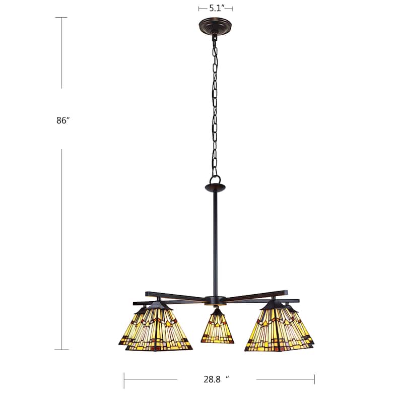 Tiffany-Style Mission Design 5-light Blackish Bronze Chandelier