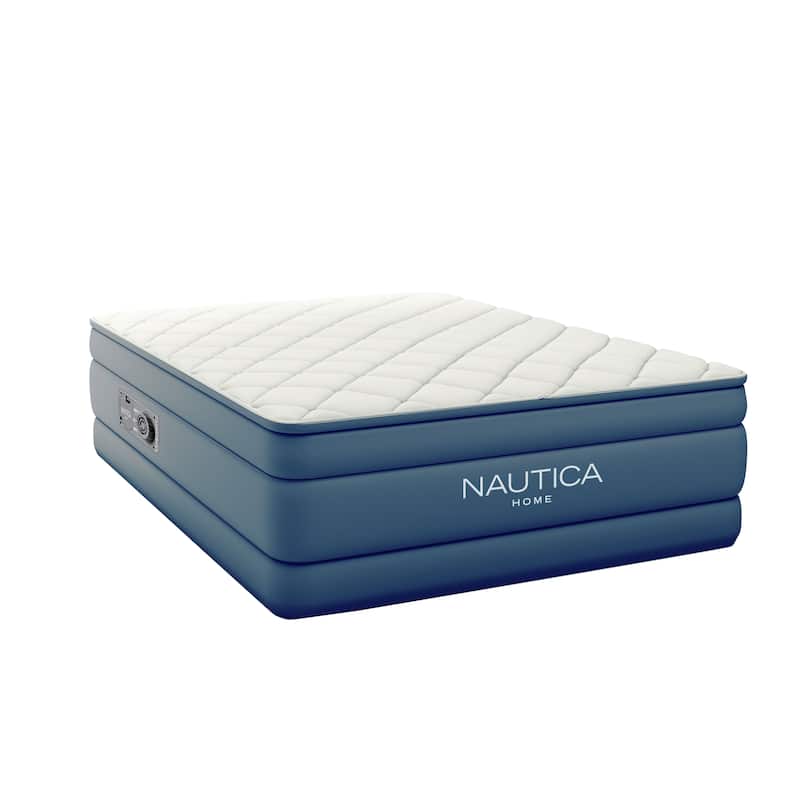 Nautica Home Cloud Supreme 18 in. Queen Air Mattress with Zip-Off Pillowtop - Inflatable Guest Bed with Built-In Pump