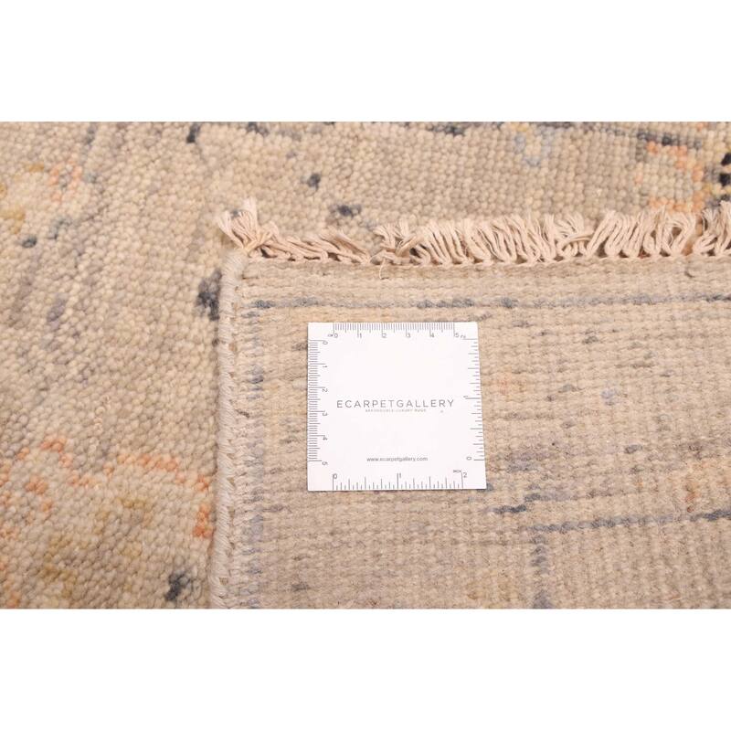 ECARPETGALLERY Hand-knotted Modern Oushak Light Grey Wool Rug - 2'5 x 8'3