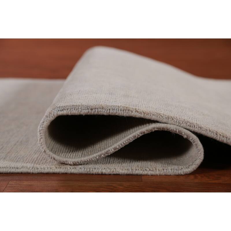 Hand Knotted Oriental 100% Wool Carpet Modern Solid Greys & Charcoal Gabbeh Runner Rug - 10' 1'' X 3' 0''
