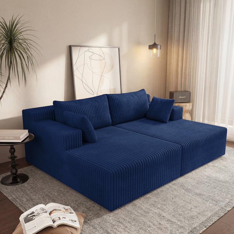 96" Cloud Sectional Couch with L-Shape Chaise,Modern Modular Sofa with Deep Seat, Upholstered Couches for Bedroom