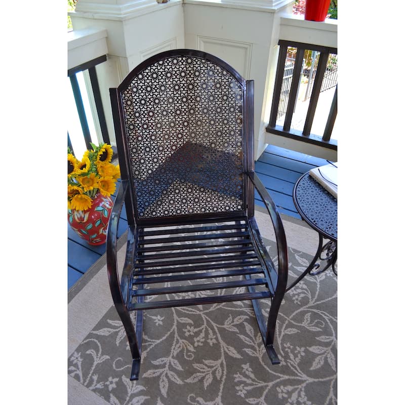 Garden Oiled Copper Metal Rocking Chair Set (3-Piece)