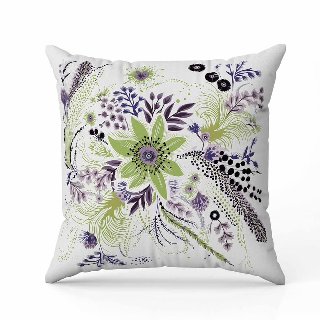 Enchanting Bouquet Faux Suede Reversible Throw Pillow Olive and Lavender
