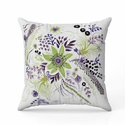 Enchanting Bouquet Indoor/Outdoor Reversible Throw Pillow Olive and Lavender