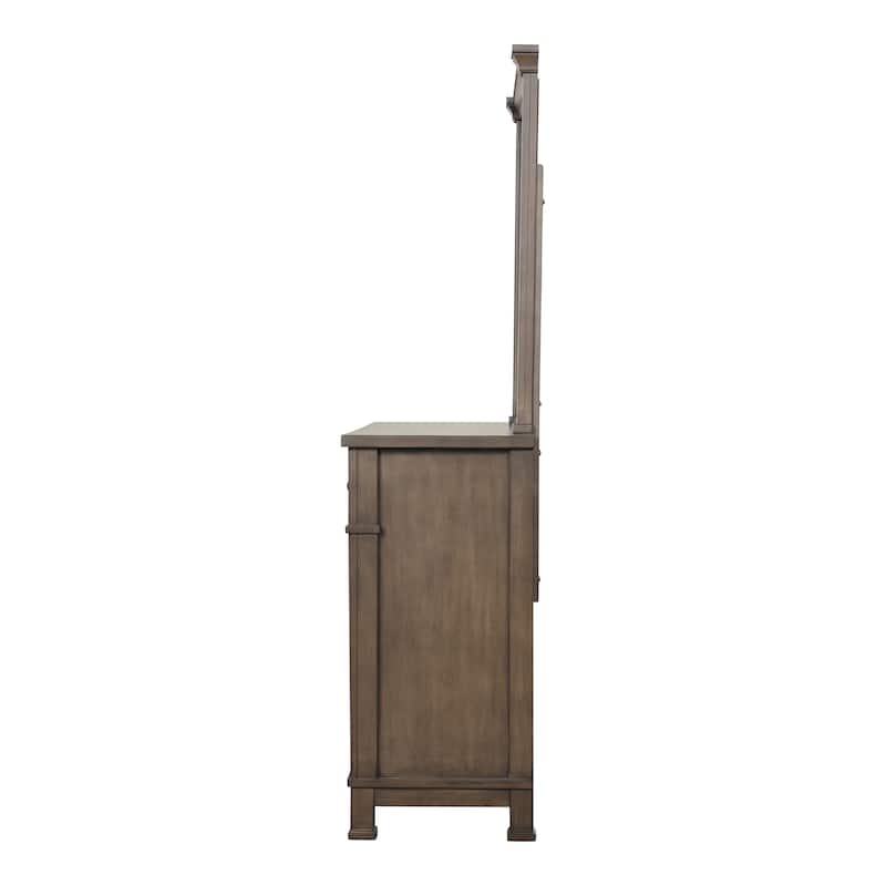 Furniture of America Quinlan Dark Walnut Wood 9-Drawer 2-Piece Dresser and Mirror Set