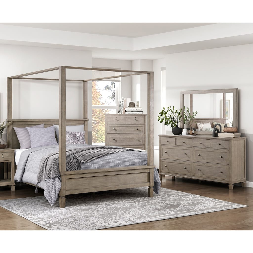 4pc Set Bedroom Furniture Platform Bed Dresser Mirror Chest