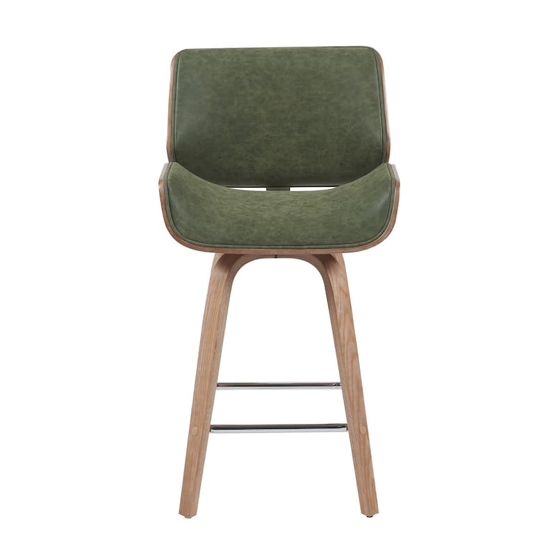 Tyler Mid-Century Swivel Bar Stool, Upholstered Counter Height Chair with Bentwood Legs
