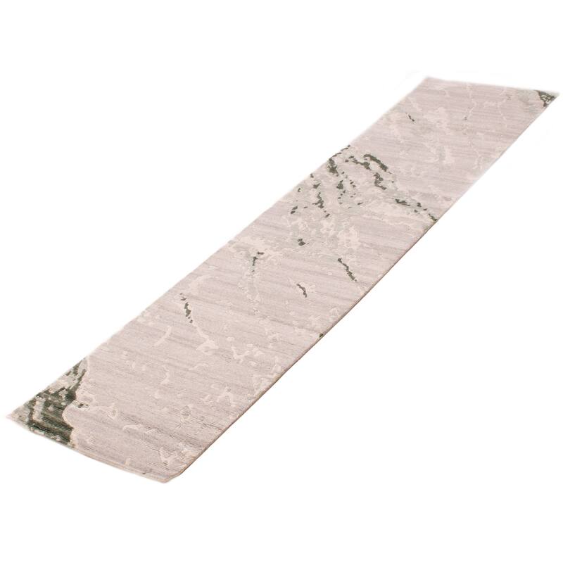 ECARPETGALLERY Hand-knotted Alma Grey Silk, Wool Rug - 2'6 x 9'9