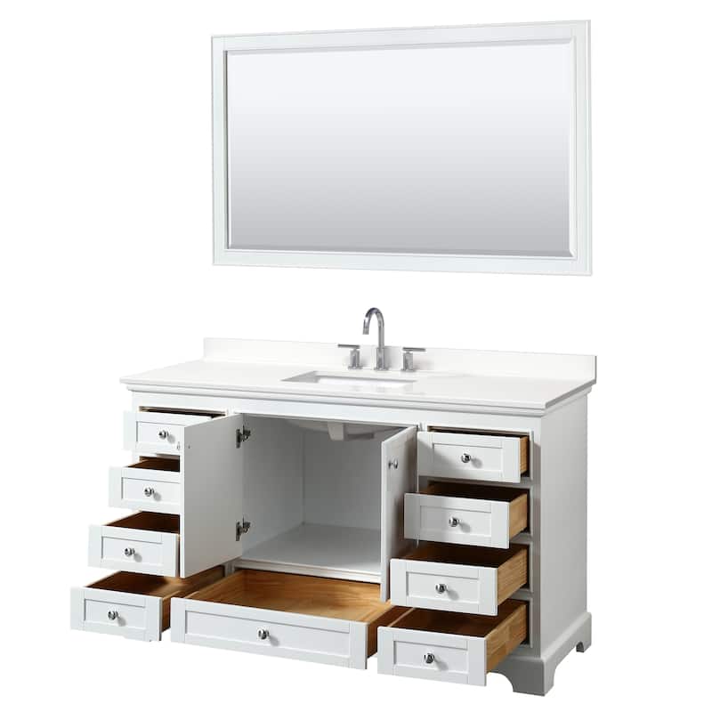 Deborah 60-inch Single Vanity, Quartz Top, 58-inch Mirror