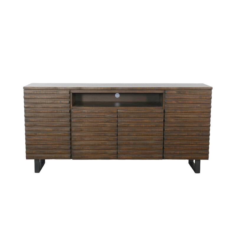 Desy TV Media Entertainment Console, Fluted Doors, Dark Brown 72 Inch