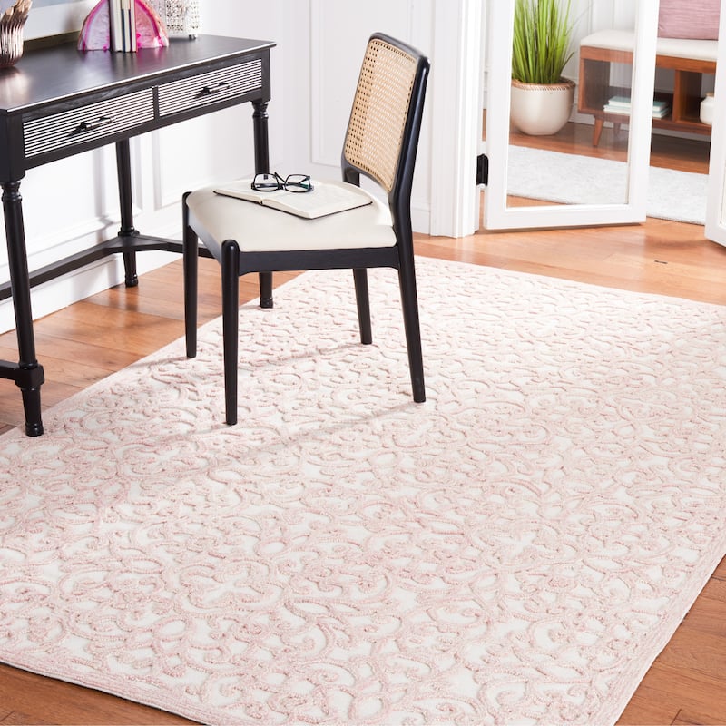 SAFAVIEH Handmade Trace Megane Modern Wool Rug - 8' x 10' - Ivory/Pink