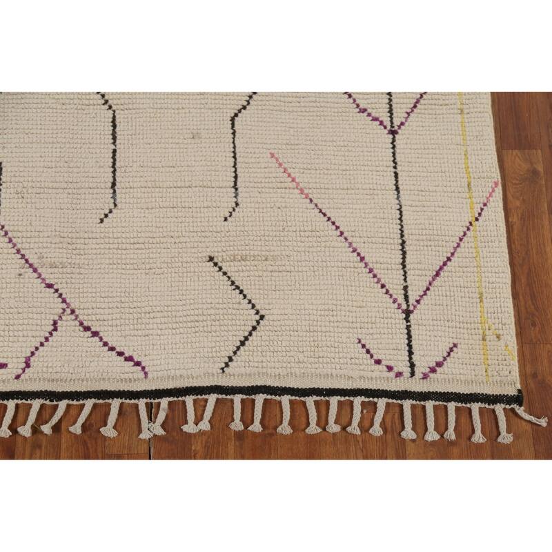 Moroccan Abstract Rug Hand-Knotted Contemporary Wool Carpet - 6'0"x 12'9"