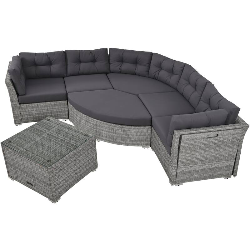 9-Piece Outdoor Patio Sectional Sofa Set with Coffee Table, Free Combination