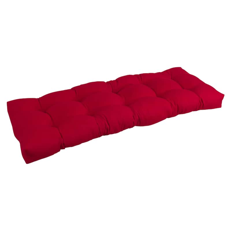 Solid Twill Tufted Indoor Bench Cushion (Multiple widths from 42 to 60 inch) - 51" wide - Ruby Red