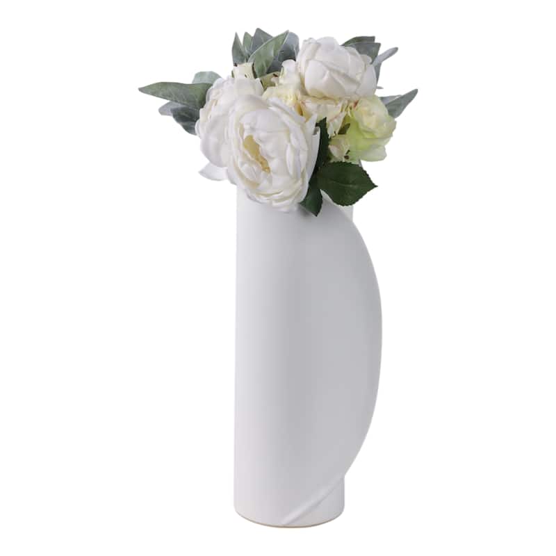 Ceramic Stoneware Vase Sculptural Curved Silhouette Modern Design