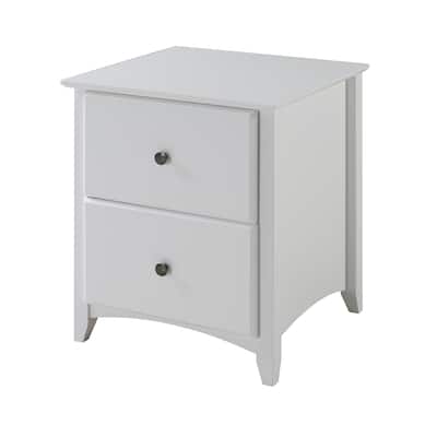 Shaker Style 2 Drawer Night Stand - White Finish