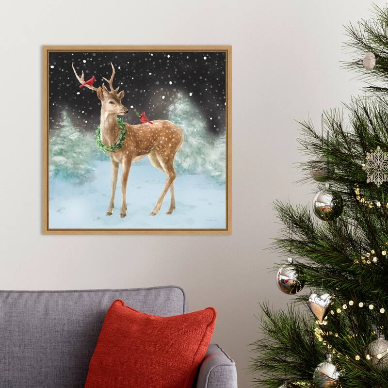 Woodland Celebration III Black by Danhui Nai Framed Canvas Wall Art Print