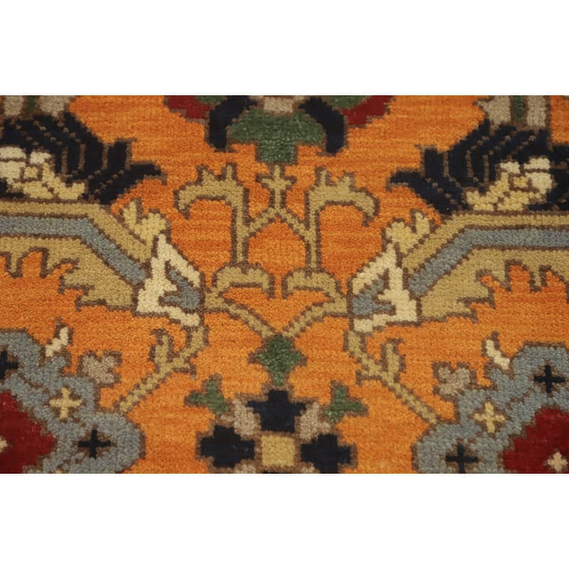 Hand-knotted Transitional Wool Carpet Orange Oushak Rug Floral Oriental Area Rug - 9' 9'' X 7' 10''