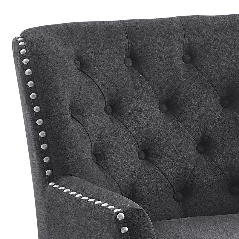 Moser Bay Mignon 30'' Wide Tufted Wingback Accent Chair with Ottoman, Velvet or Linen