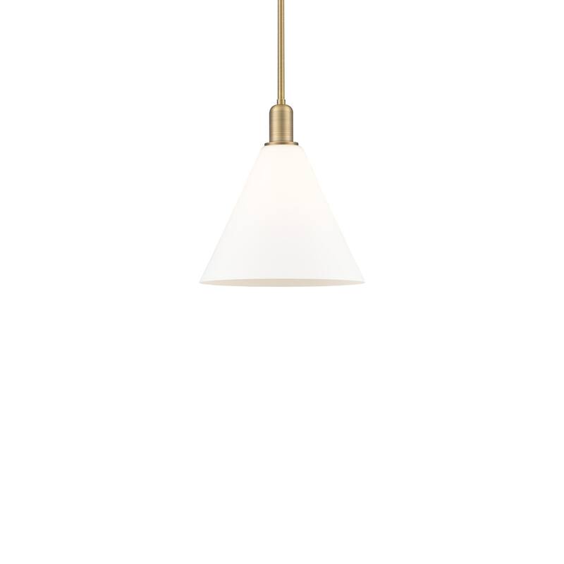 Innovations Lighting 716-1S-14-12 Berkshire Glass Pendant Berkshire - Brushed Brass / Matte White