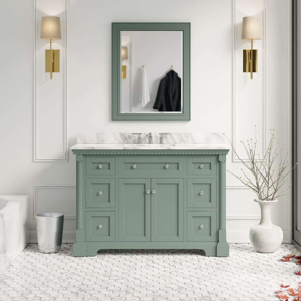KitchenBathCollection Sydney 48" Bathroom Vanity with Carrara Marble Top
