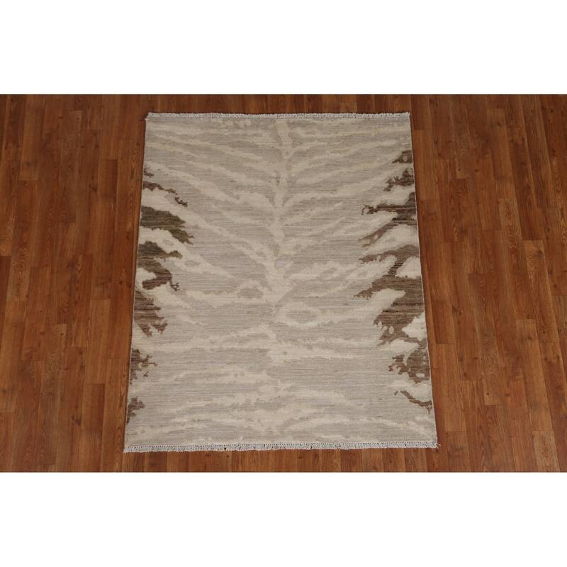 Abstract Turkish Oriental Home Decor Area Rug Hand-knotted Wool Carpet - 3'11" x 4'9"