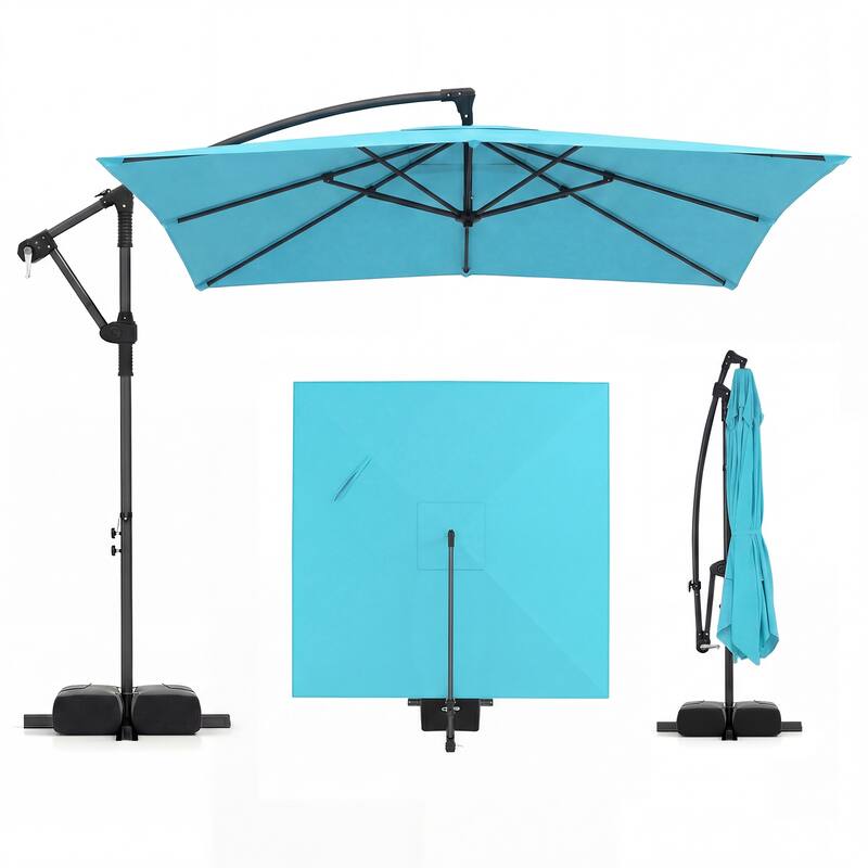Gymax 8 x 8 FT Offset Cantilever Patio UmbrellaSquare Hanging Outdoor - Green