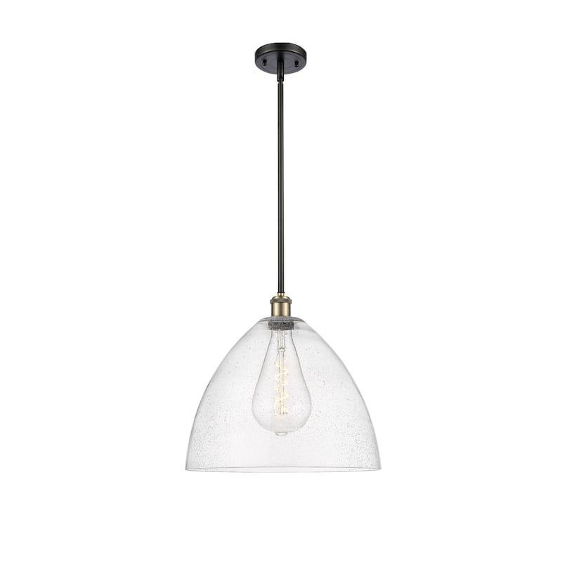 Innovations Lighting Bristol Glass 1 Light 16" Pendant - Black Antique Brass/Seedy