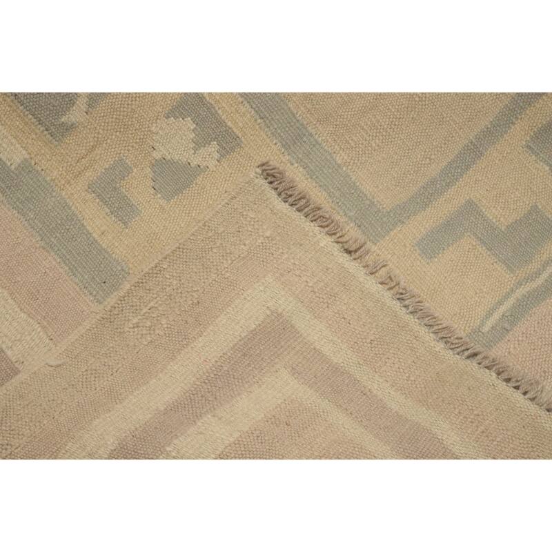 Hand Woven Oriental 100% Wool Carpet Southwestern Tribal Beige & Ivories Kilim Area Rug - 5' 11'' X 4' 1''