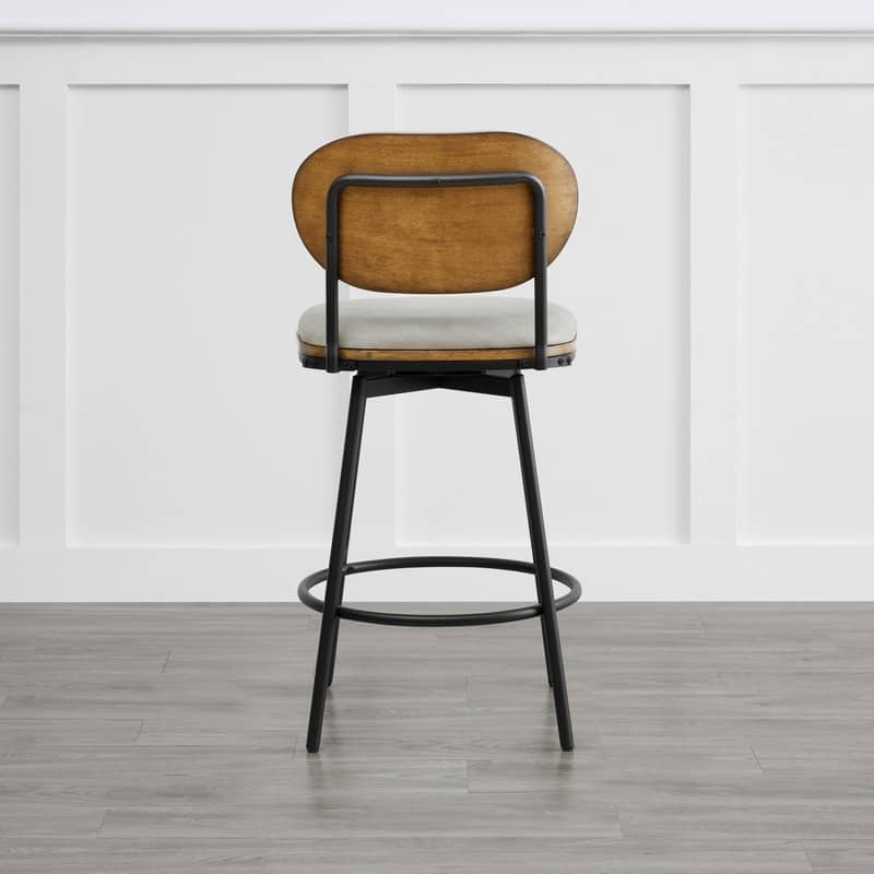 Spruce & Spring Megan Swivel Counter Bar Stool with Metal Legs