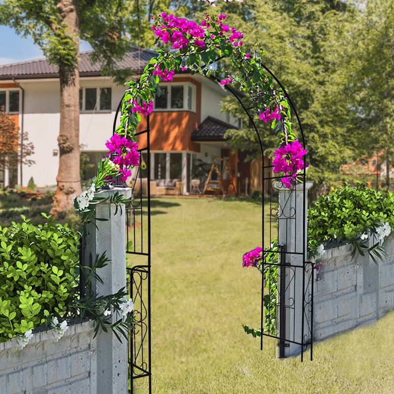 Metal Garden Arch Garden Arbor Trellis Climbing Plants Support Rose Arch Outdoor Arch Black