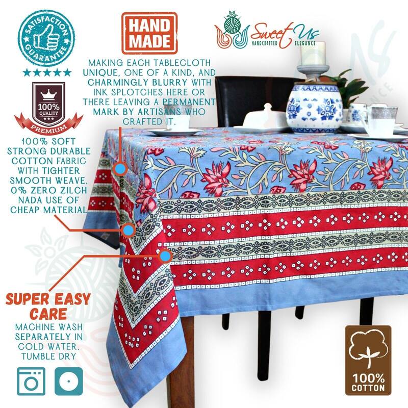 Cotton Floral Exuberance Tablecloth Round, Rectangle