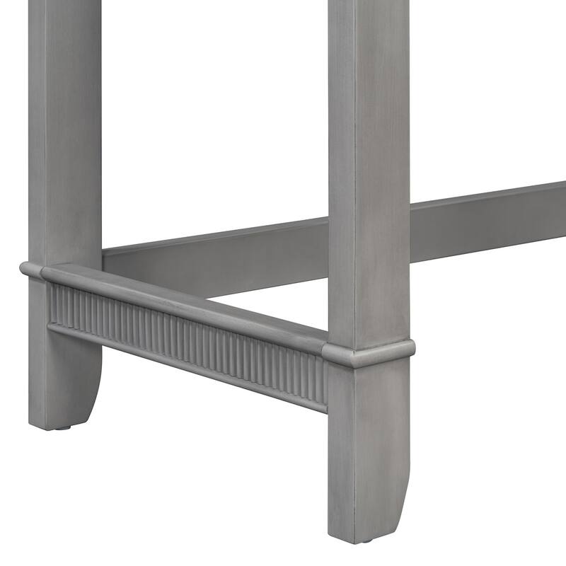 4-Piece Retro Dining Set Dining Table with USB with 3 Upholstered Stools